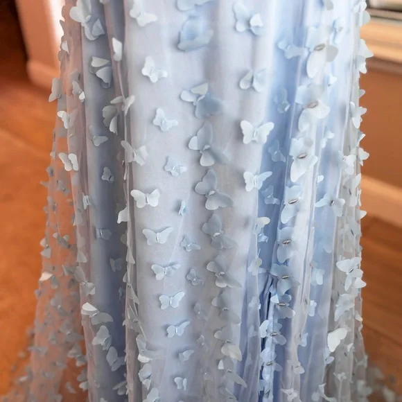 NEW, Pastel Blue Dress, Butterfly Dress, Baby Blue, Prom Dress, NWOT Size L - Picture 6 of 7